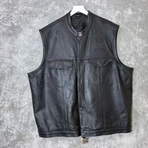 ALLSTATE LEATHER BIKER BUFFALO SLEEVELESS JACKET Size 5X extenders ghost lines *